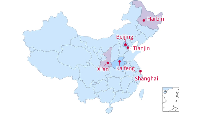 Map of China Cities with Jewish Heritage