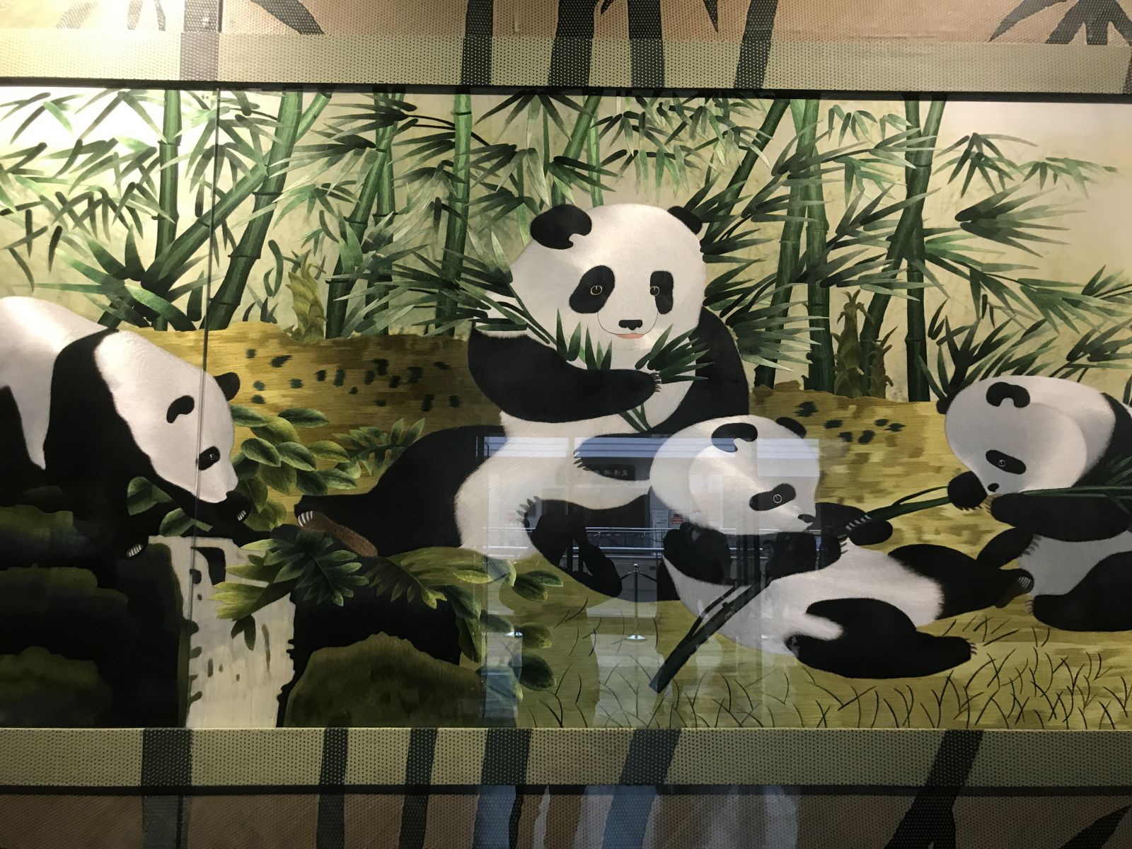 Painting of Pandas Eating Bamboo，Sichuan Museum