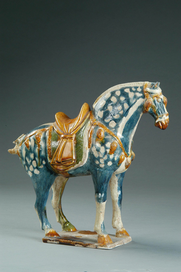 Tri-Color Glazed Horse,  Four Precious Treasures of Luoyang Museum 