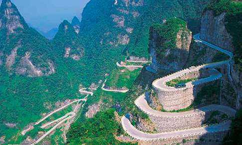 The Winding mountain road,Tianmen Mountain 